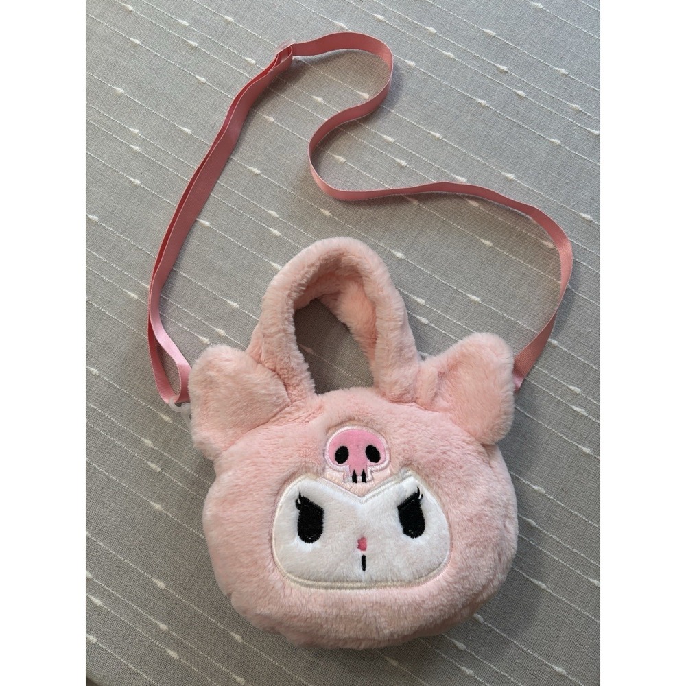Pink Plush Bag Crossbody Small Purse Handbag EUC